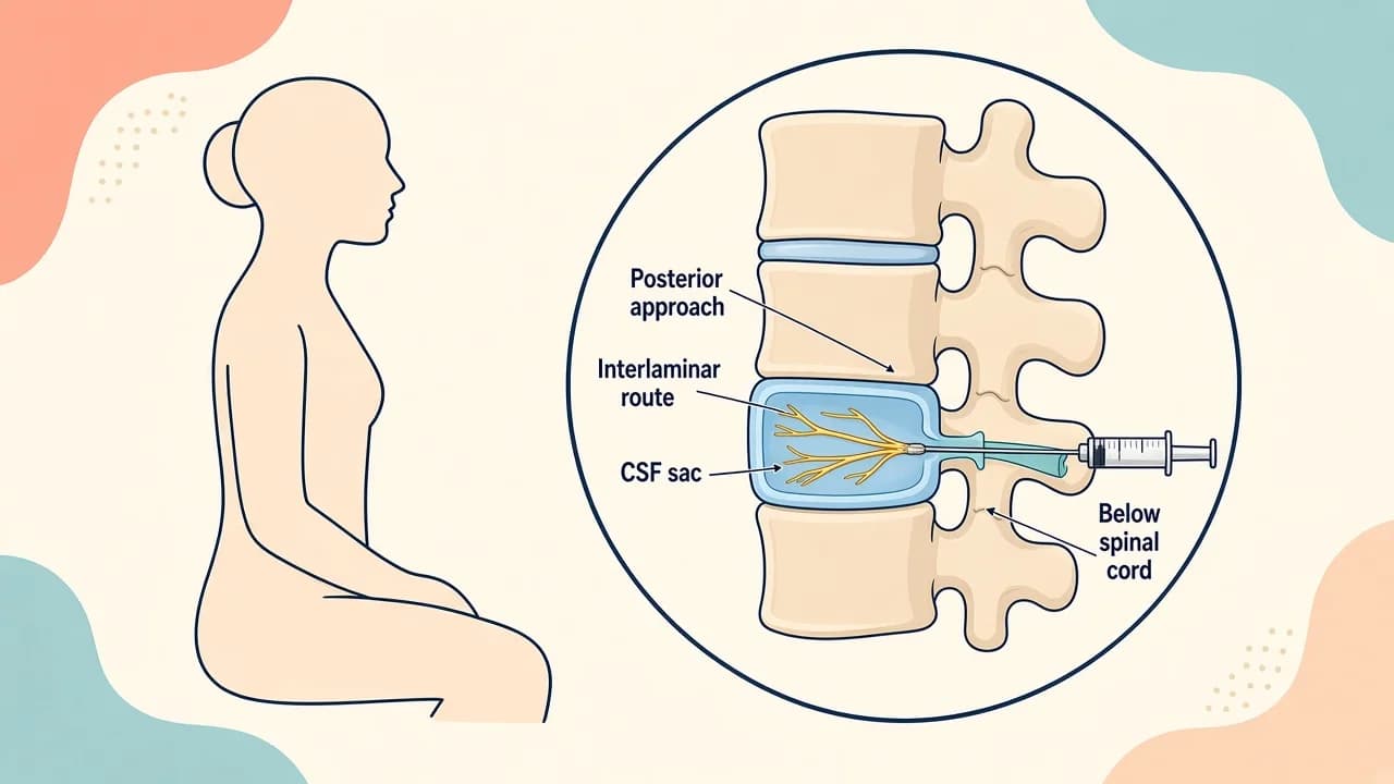 Medical illustration showing CNS indication review, lumbar or ventricular access, cerebrospinal-fluid drug delivery and neurological monitoring