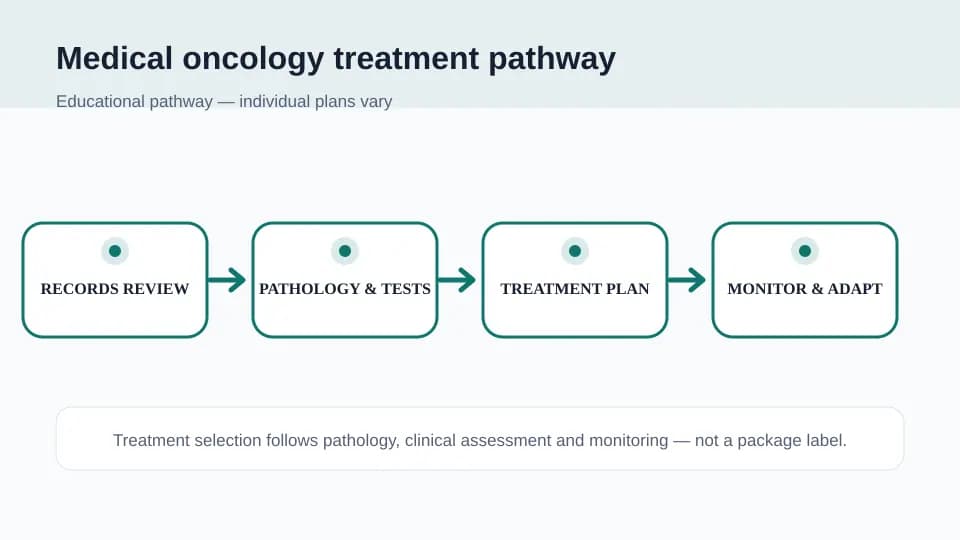 Medical oncology pathway from records and pathology review through treatment planning and monitoring for intrathecal chemotherapy