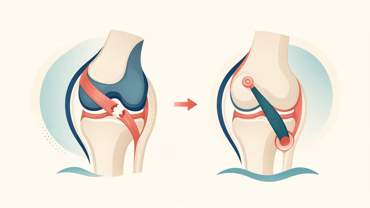 Illustration of a posterior cruciate ligament graft controlling tibial sag