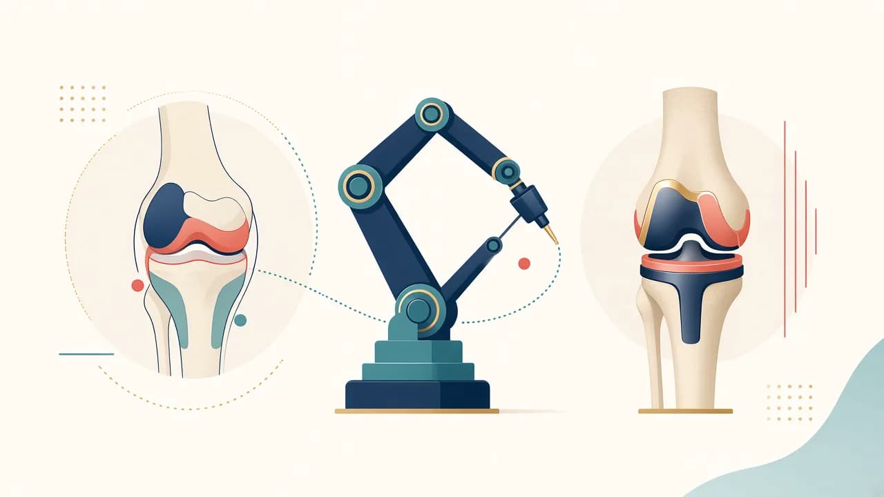 Illustration of planned bone cuts for knee replacement using a robotic guidance concept