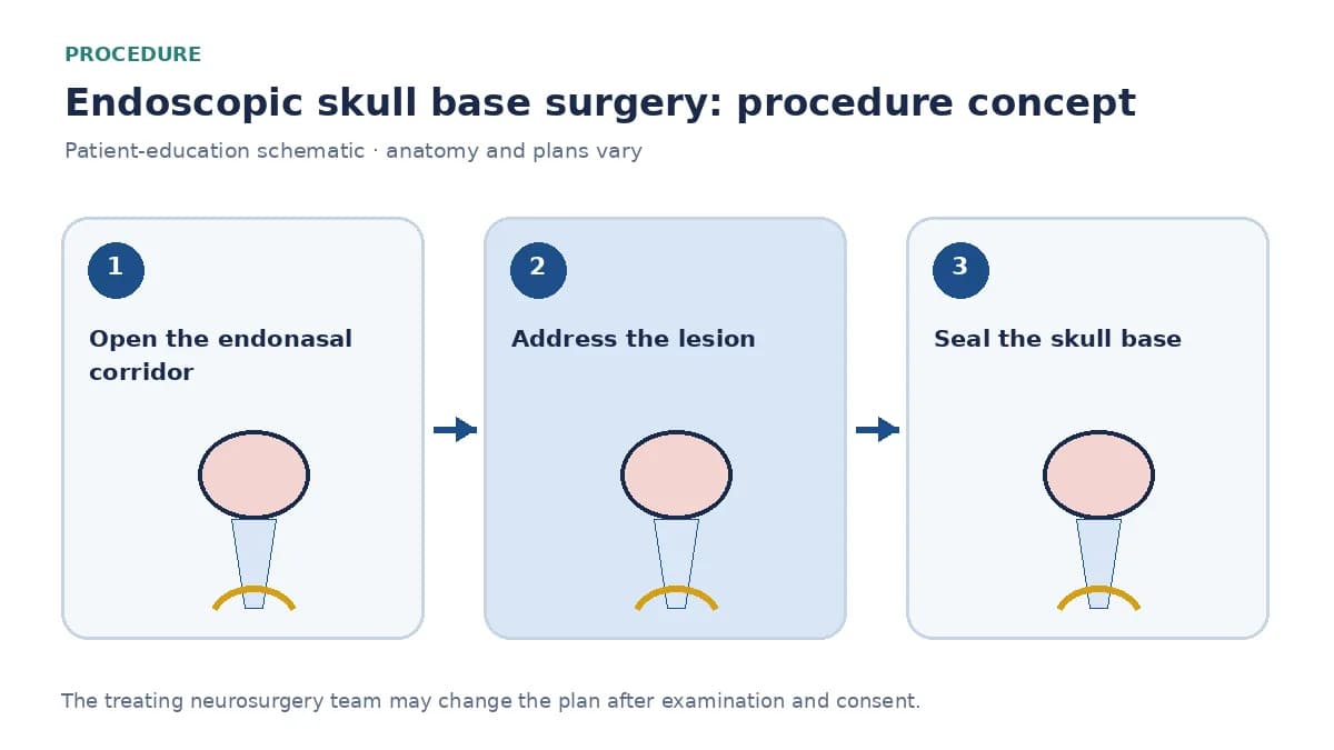 Clinical diagram of endoscopic skull-base resection and nasoseptal-flap reconstruction