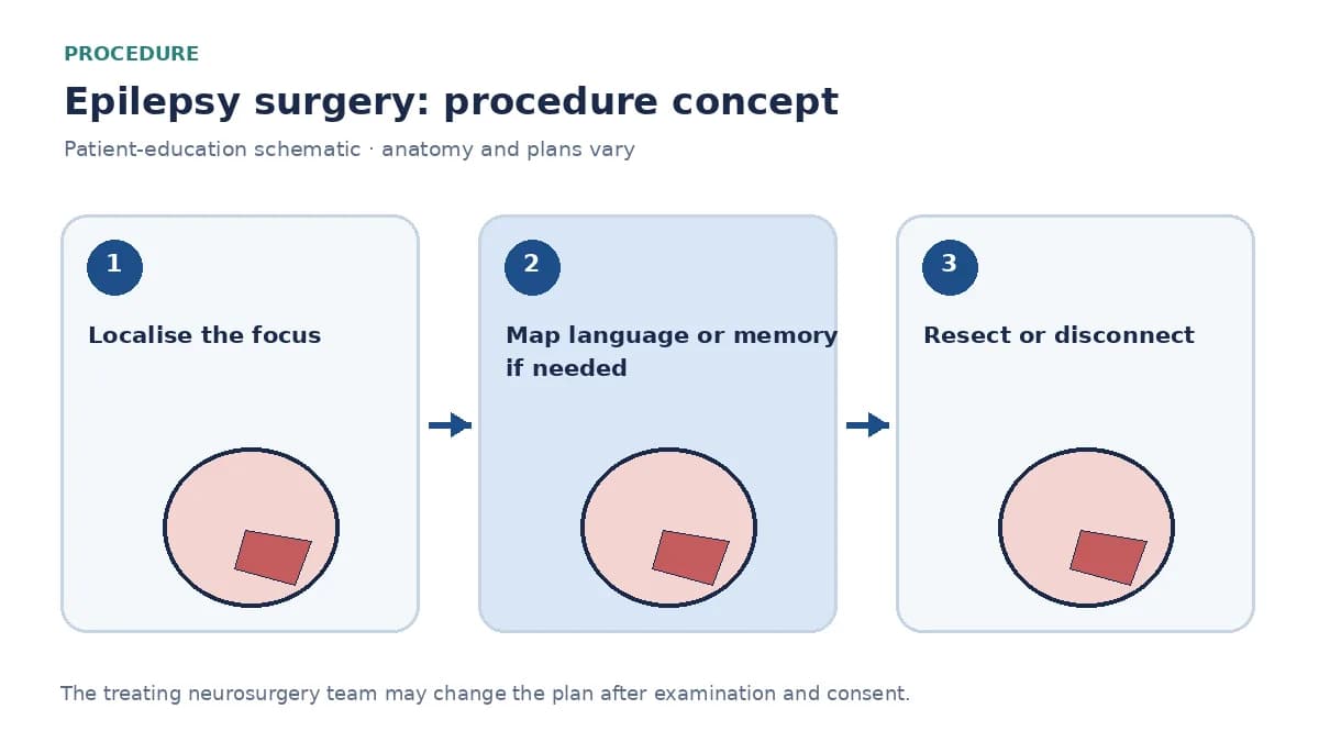 Clinical diagram of temporal-lobe resection or disconnection used for drug-resistant epilepsy
