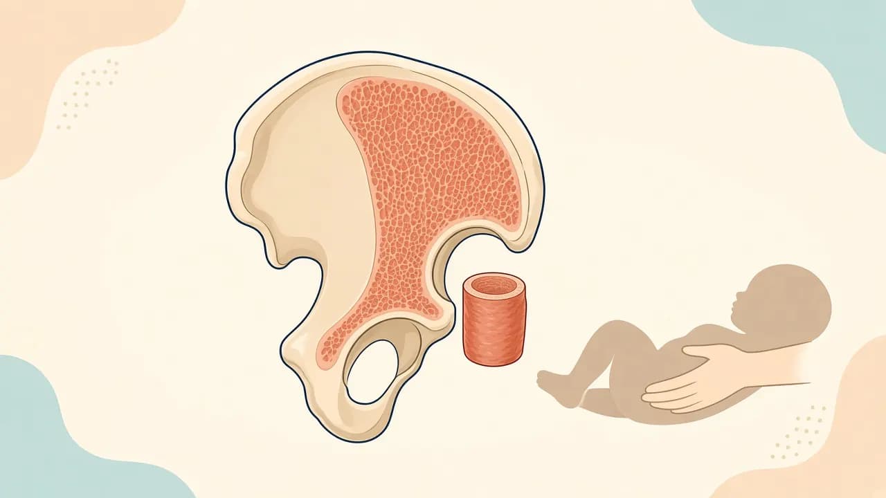 Bone Marrow Biopsy illustrated for a pediatric hematology pathway with age-appropriate marrow, donor or cell-therapy context