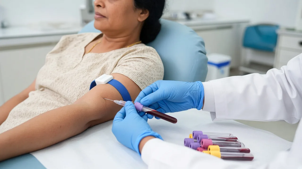 Blood-test monitoring of blood counts and liver function during targeted therapy