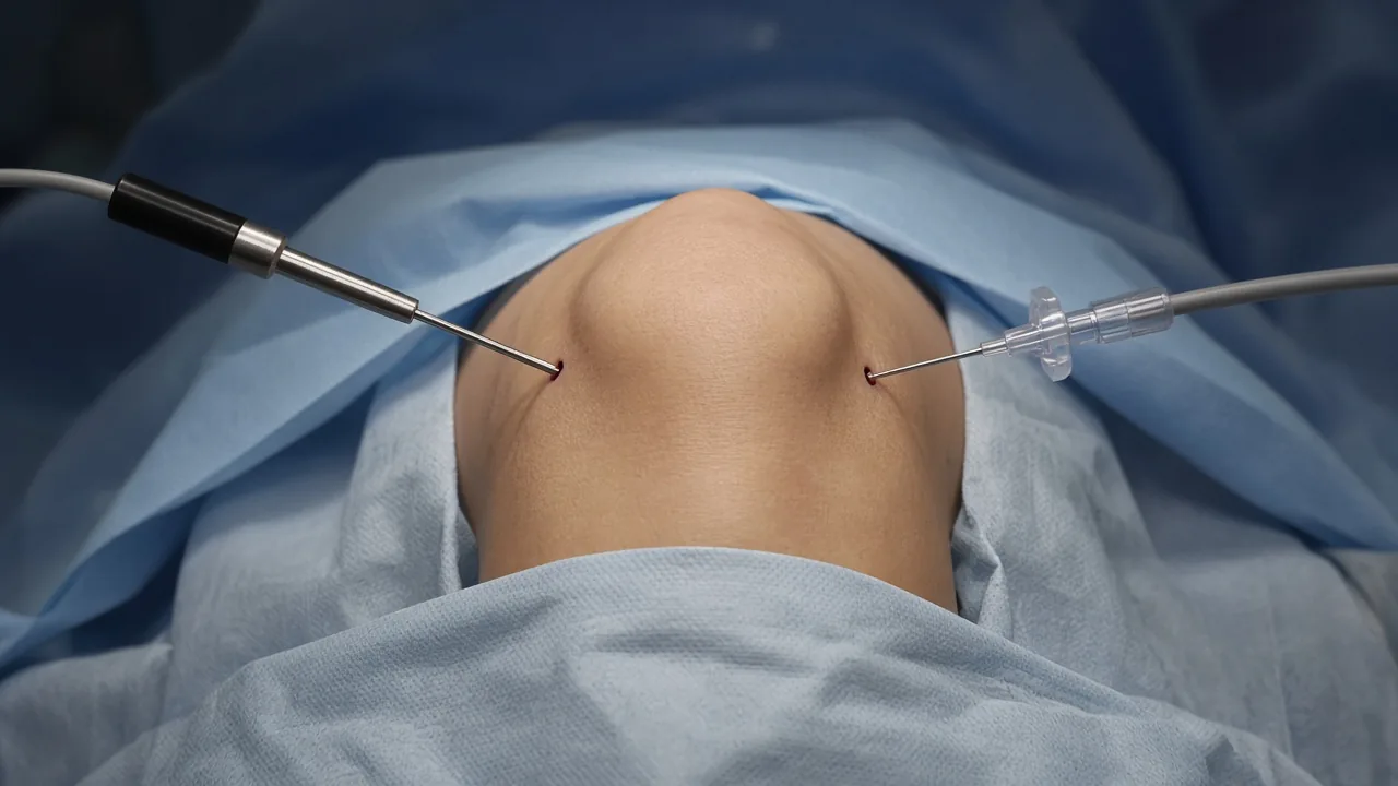 Knee arthroscopy portals: a thin camera in one keyhole incision and a slender instrument in the other
