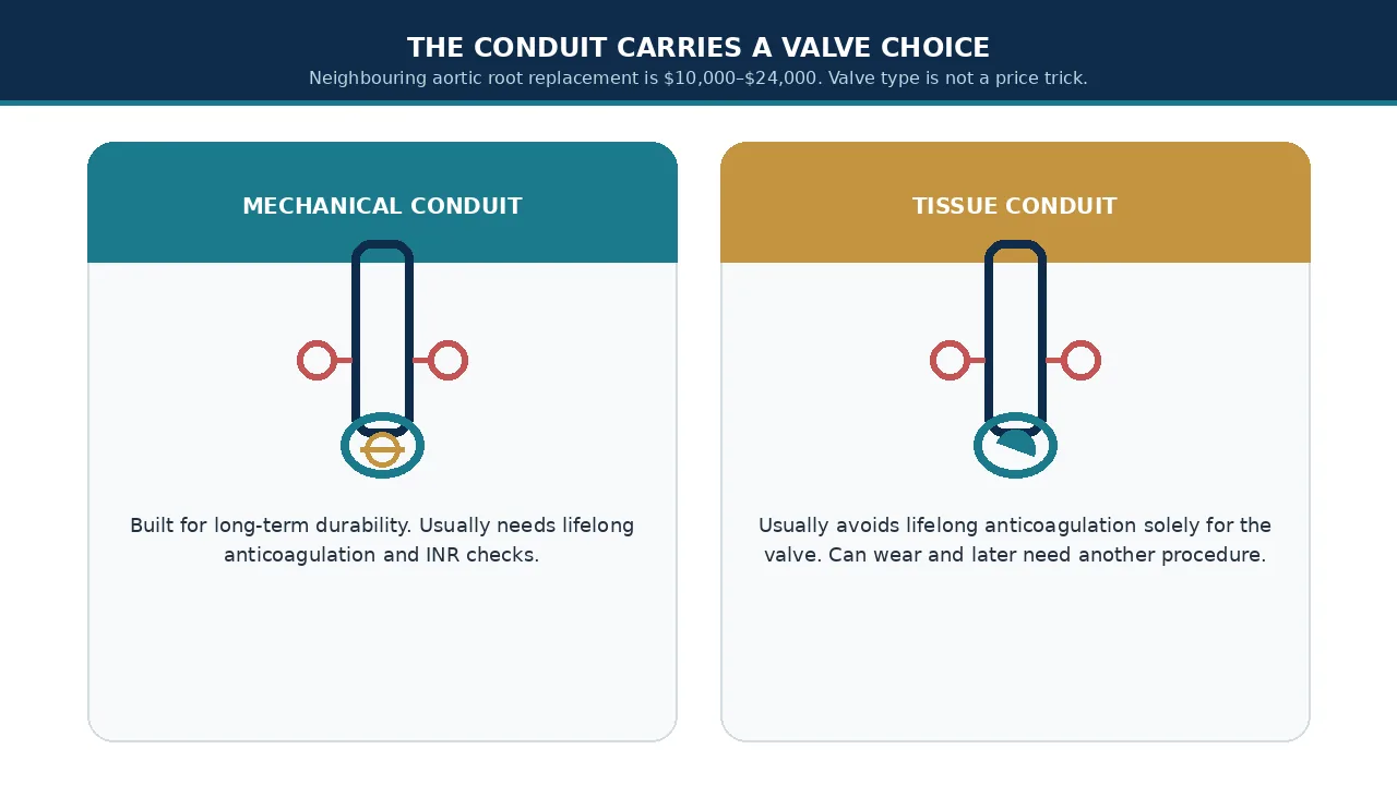 Educational illustration comparing a mechanical conduit with a tissue conduit