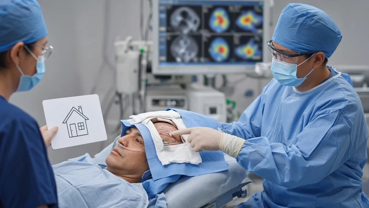 Awake craniotomy with cortical mapping near a language area during tumour surgery