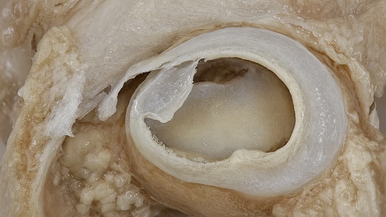 Adult acetabular labrum with a torn flap of fibrocartilage around the hip socket
