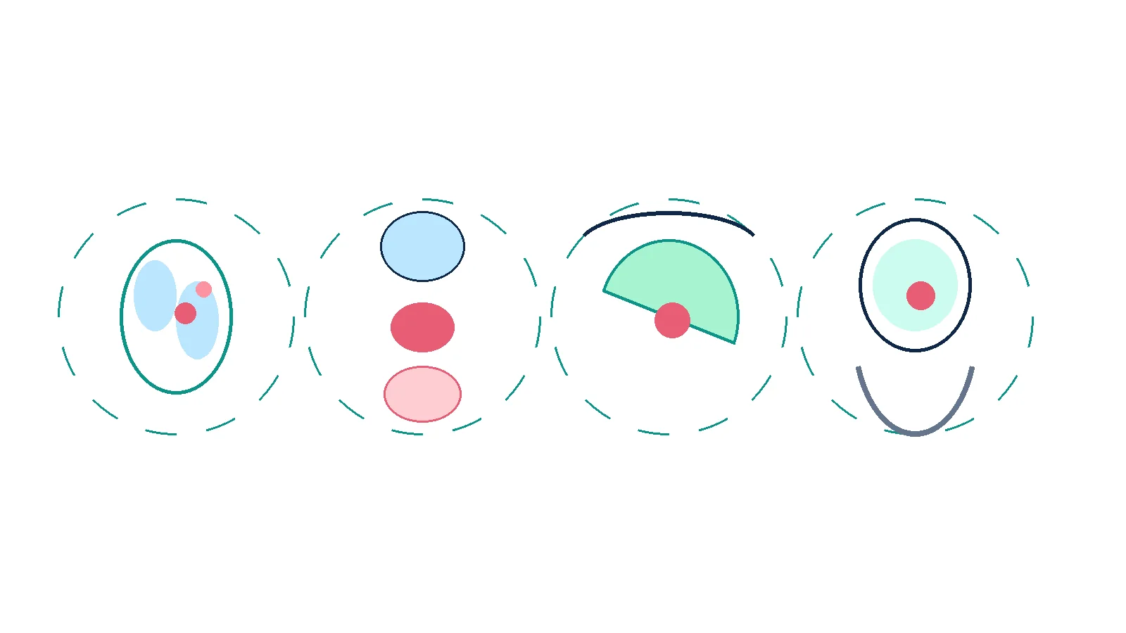 Unlabeled four-panel schematic of lung, prostate, liver and head-and-neck targets that can move between fractions