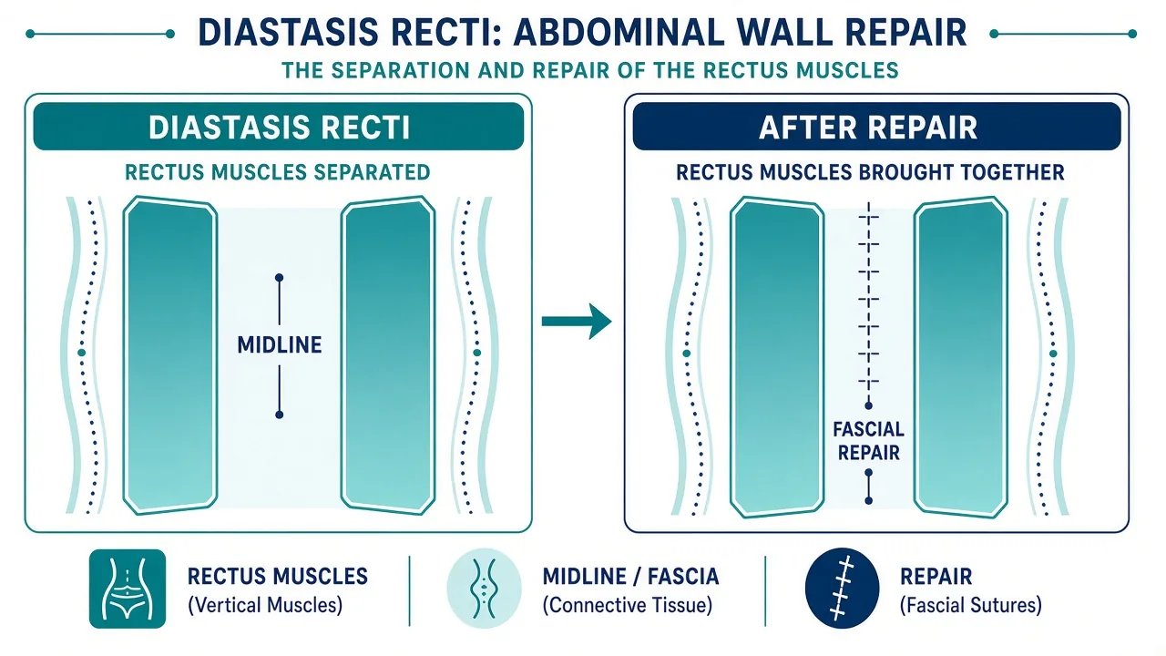 Educational comparison of midline muscle separation versus fascial repair during abdominoplasty